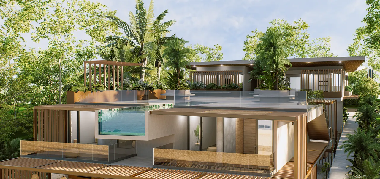 Beach deck and upper pool